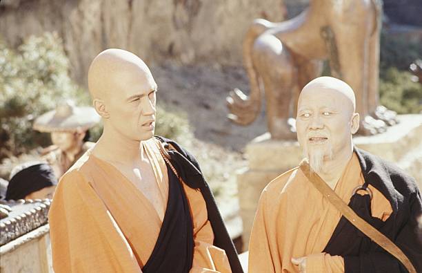 David Carradine as Kwai Chang Caine, with has master in Kung Fu